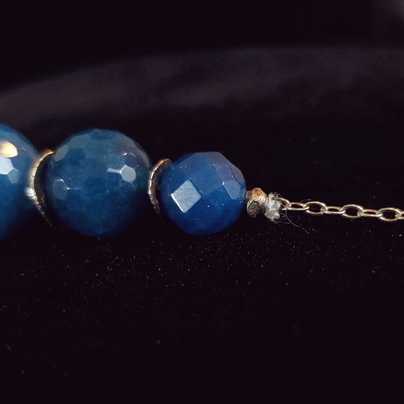 925 Chan Luu Agate Blue Stone and Sterling Disc Necklace Modern Designer - Picture 8 of 12